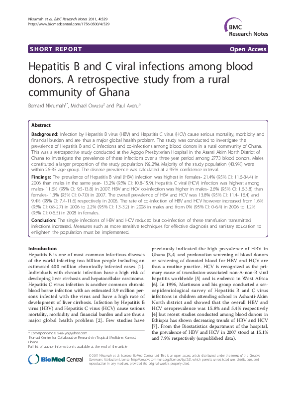 (PDF) Hepatitis B and C viral infections among blood donors. A ...
