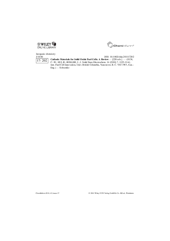 (PDF) ChemInform Abstract: Cathode Materials for Solid Oxide Fuel Cells ...