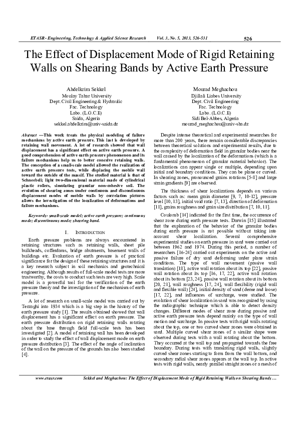 (PDF) The Effect of Displacement Mode of Rigid Retaining Walls on ...