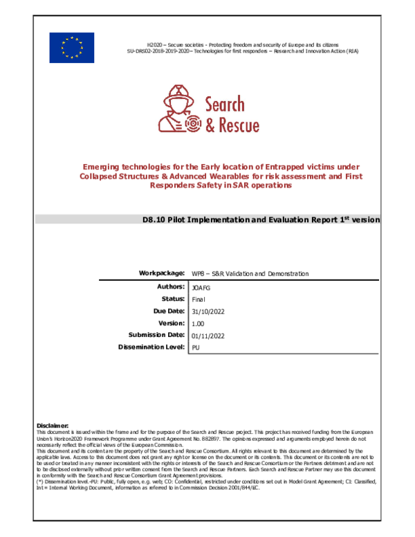 (PDF) S&R Pilot Implementation and Evaluation Report 1st version