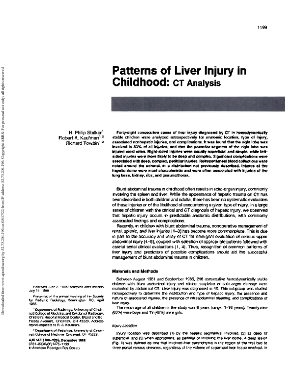 (PDF) Patterns of liver injury in childhood: CT analysis