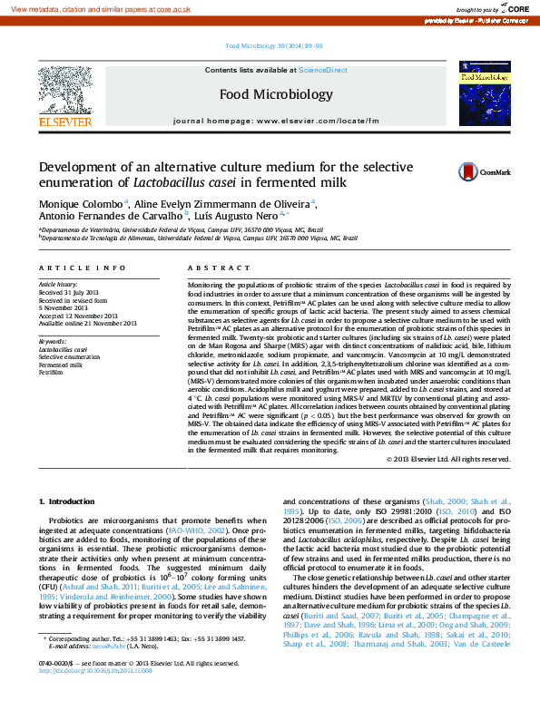 (PDF) Development of an alternative culture medium for the selective ...