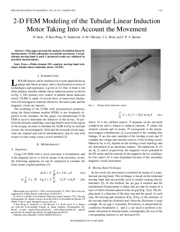 (PDF) 2-D FEM modeling of the tubular linear induction motor taking ...