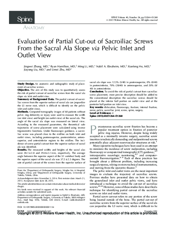 (PDF) Evaluation of Partial Cut-out of Sacroiliac Screws From the ...