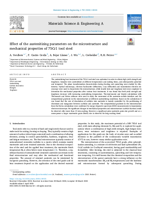 (PDF) Effect of the austenitizing parameters on the microstructure and ...
