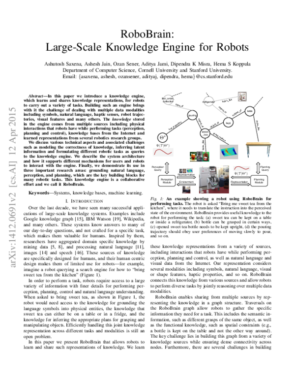 (PDF) RoboBrain: Large-Scale Knowledge Engine for Robots