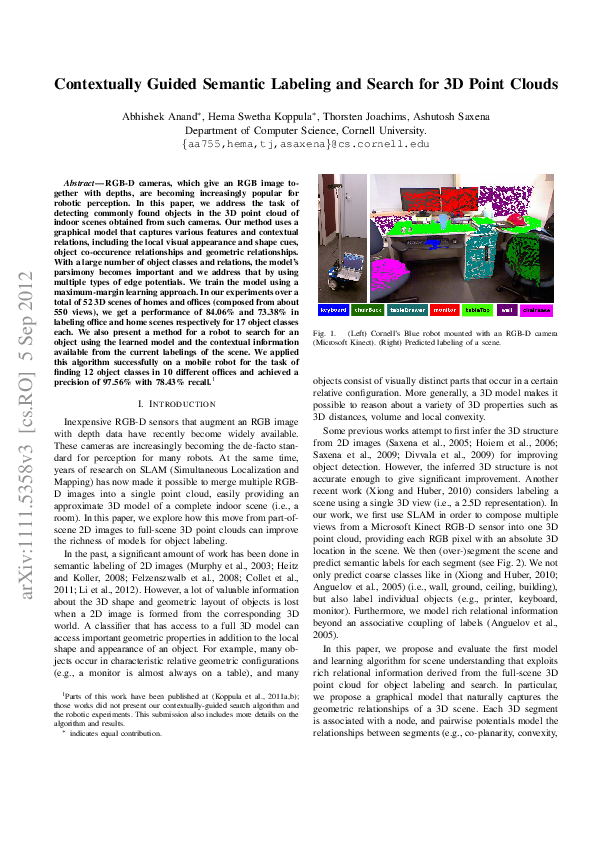 (PDF) Contextually Guided Semantic Labeling and Search for 3D Point Clouds