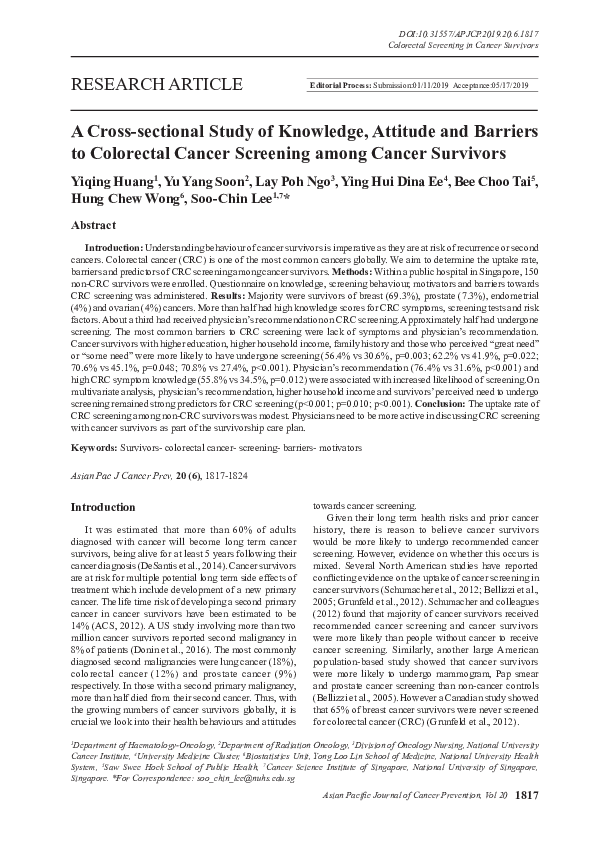 (PDF) A Cross-sectional Study of Knowledge, Attitude and Barriers to ...