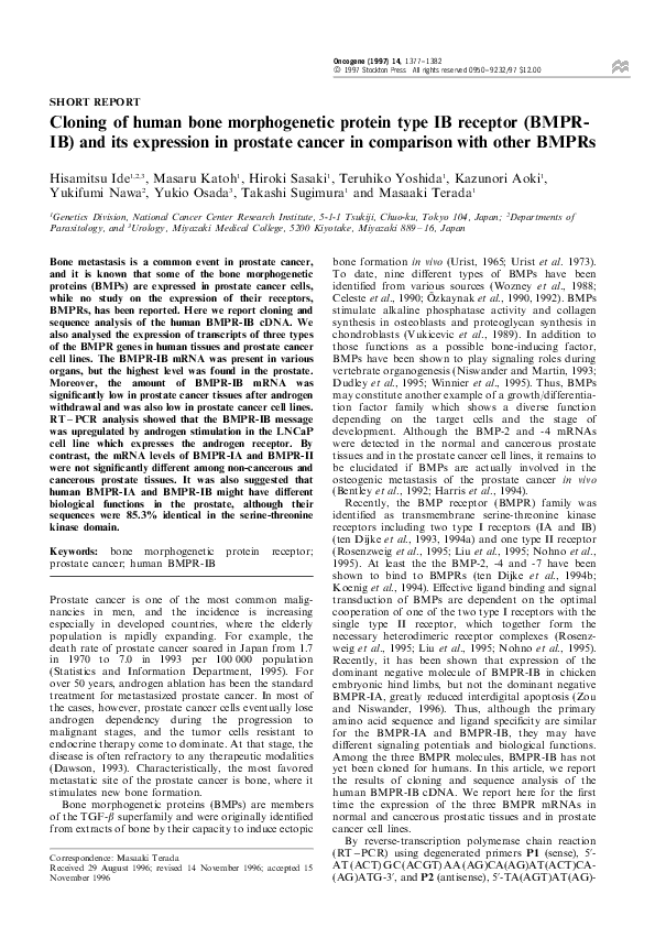 (PDF) Cloning of human bone morphogenetic protein type IB receptor ...