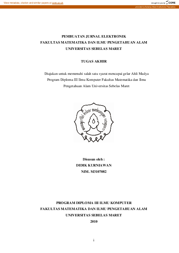 (PDF) Pembuatan jurnal elektronik Fakultas matematika dan Ilmu ...