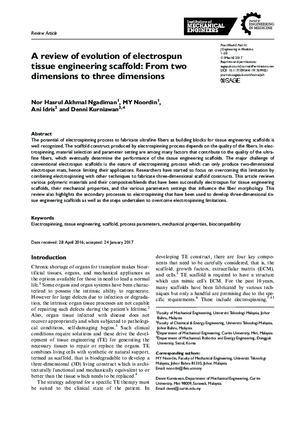 (PDF) A review of evolution of electrospun tissue engineering scaffold ...