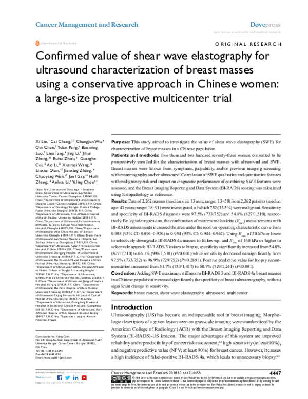 (PDF) Confirmed value of shear wave elastography for ultrasound ...