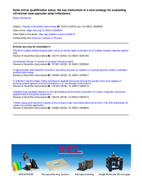 (PDF) Solar mirror qualification setup, the key instrument in a new ...