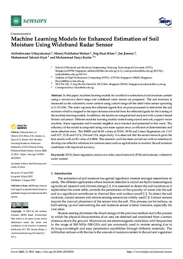 (PDF) Machine Learning Models for Enhanced Estimation of Soil Moisture ...