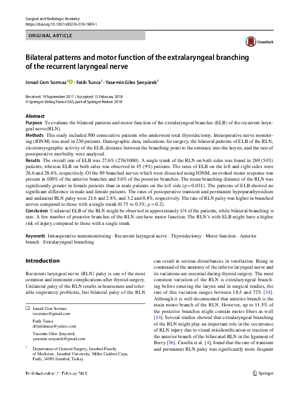 (PDF) Bilateral patterns and motor function of the extralaryngeal ...