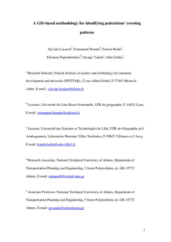 (PDF) A GIS-based methodology for identifying pedestrians’ crossing ...