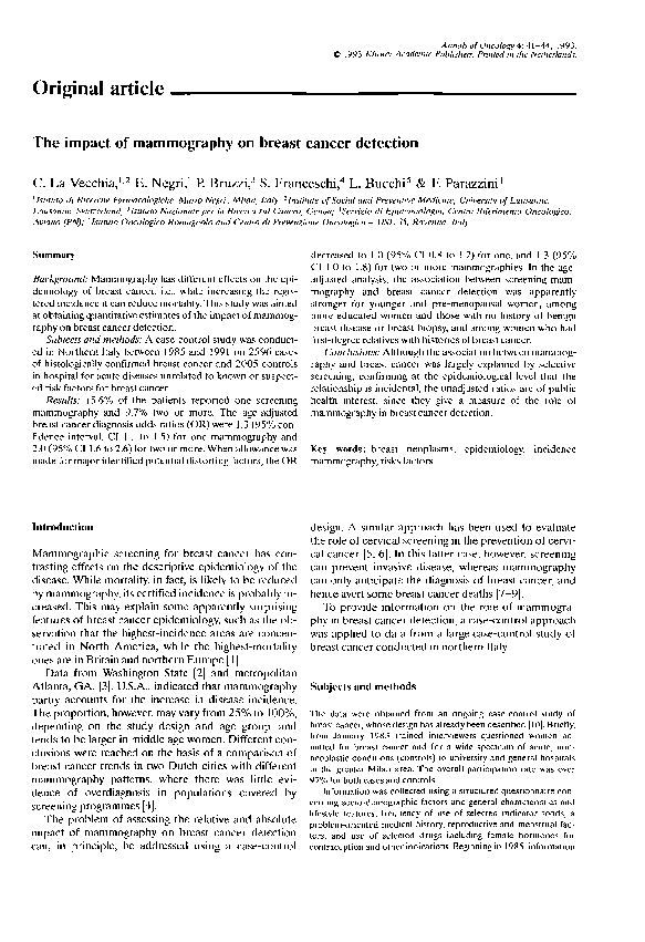 (PDF) The impact of mammography on breast cancer detection