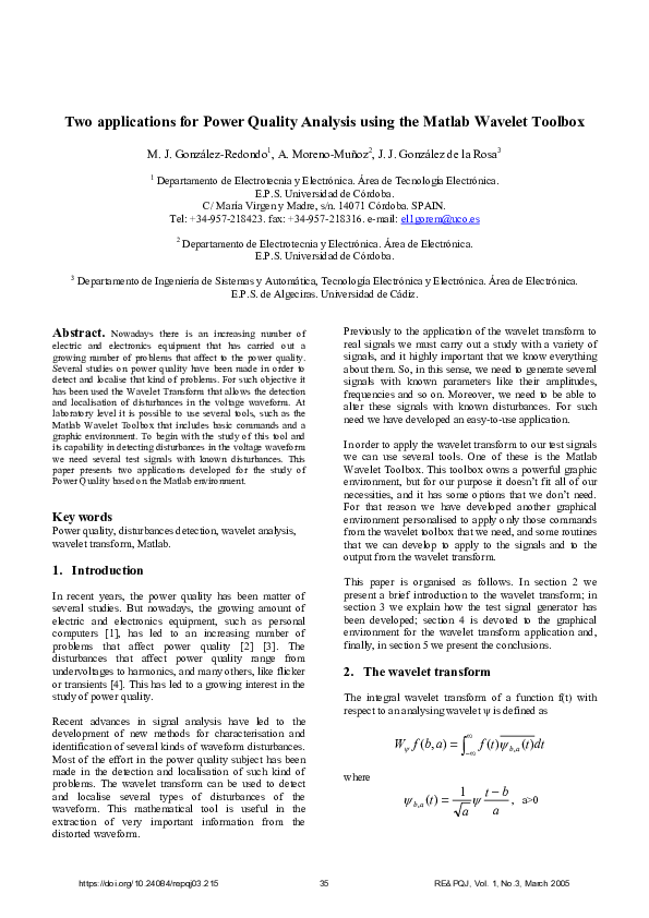 (PDF) Two Aplications for Power Quality Analysis using the Matlab ...