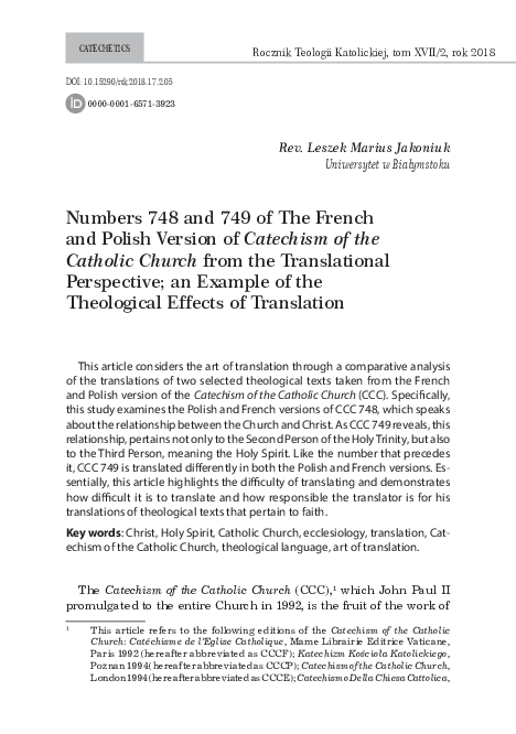 (PDF) Numbers 748 and 749 of The French and Polish Version of Catechism ...