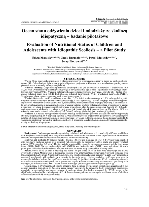 (PDF) Evaluation of nutritional status of children and adolescents with ...