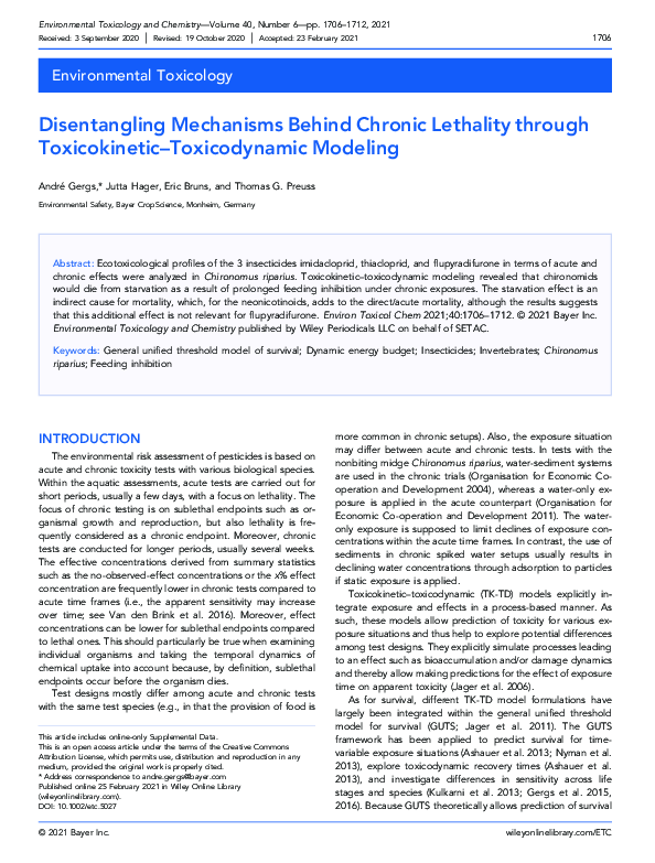 (PDF) Disentangling Mechanisms Behind Chronic Lethality through ...