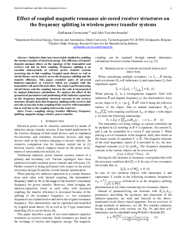 (PDF) Effect of coupled magnetic resonance air-cored receiver ...