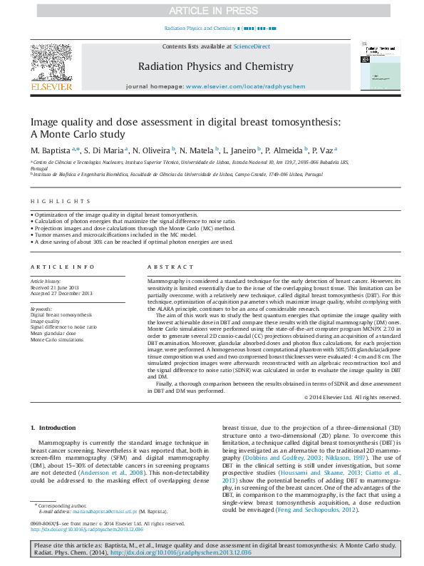 (PDF) Image quality and dose assessment in digital breast tomosynthesis ...