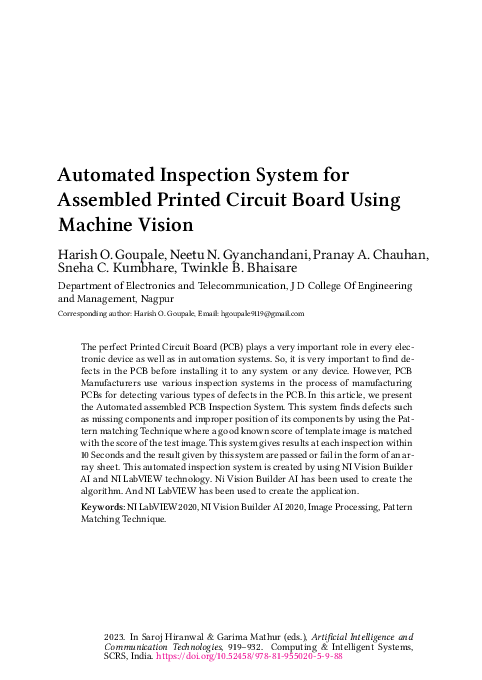 (PDF) Automated Inspection System for Assembled Printed Circuit Board ...