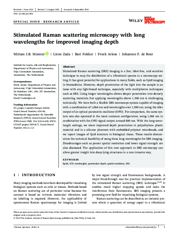 (PDF) Stimulated Raman scattering microscopy with long wavelengths for ...