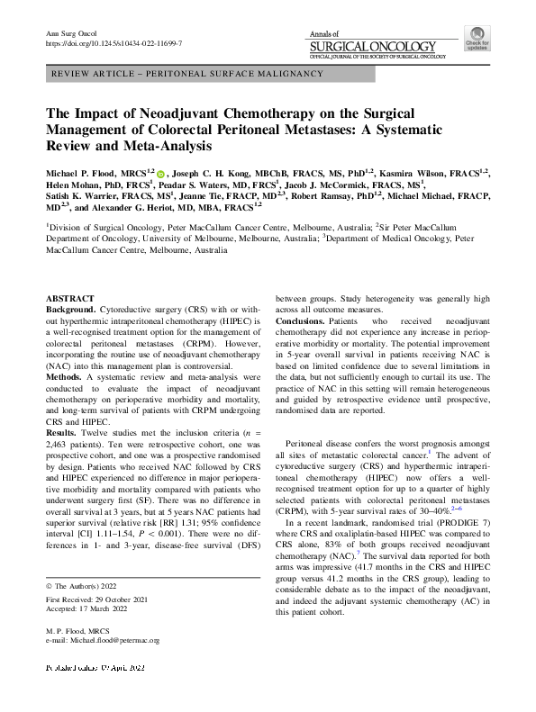 (PDF) The Impact of Neoadjuvant Chemotherapy on the Surgical Management ...