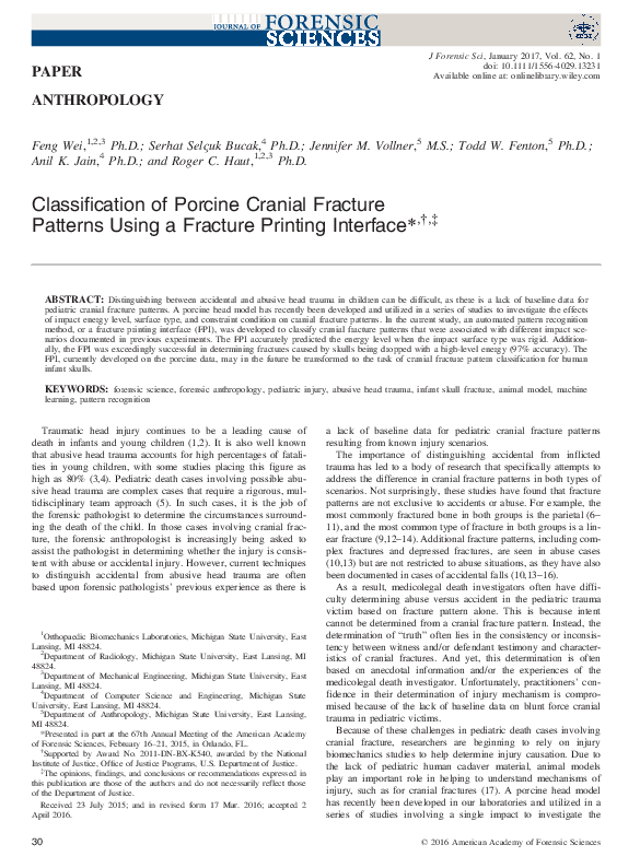 (PDF) Classification of Porcine Cranial Fracture Patterns Using a ...