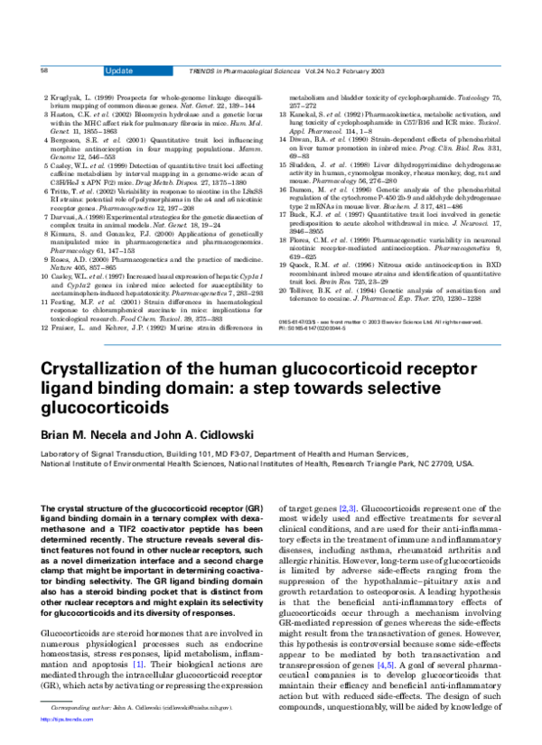 (PDF) Crystallization of the human glucocorticoid receptor ligand ...
