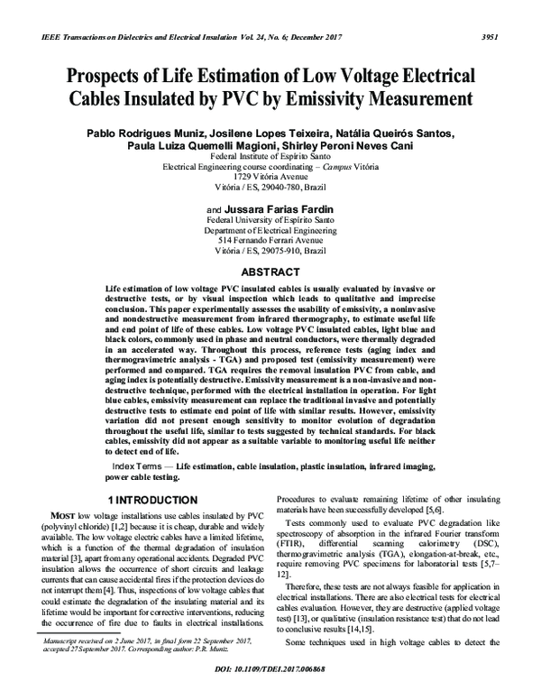 (PDF) Prospects of life estimation of low voltage electrical cables ...