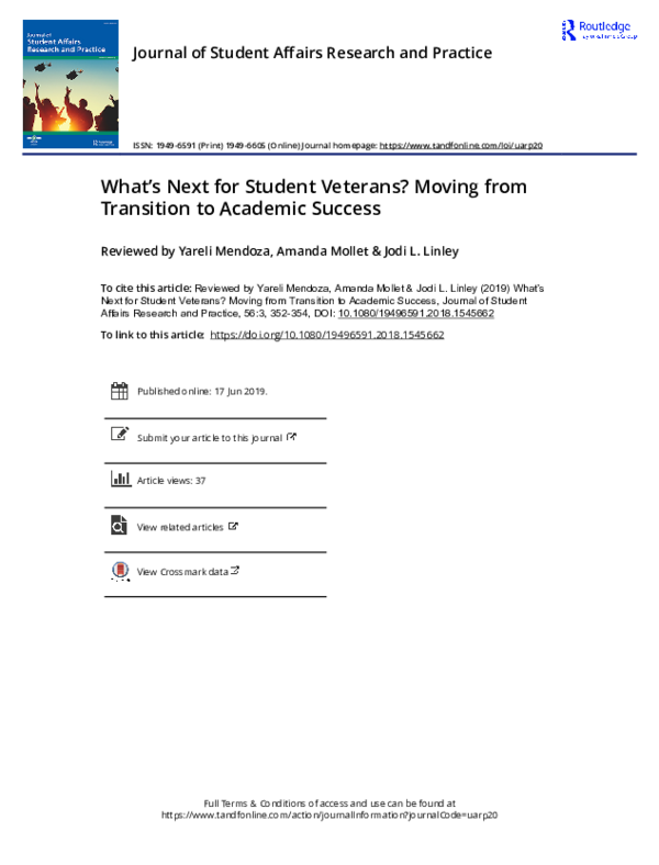 (PDF) What’s Next for Student Veterans? Moving from Transition to ...