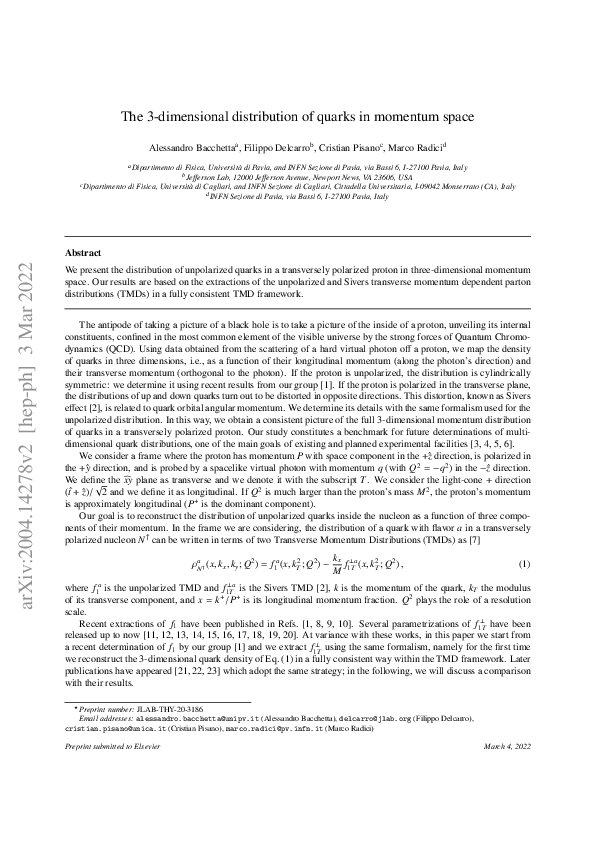 (PDF) The 3-dimensional distribution of quarks in momentum space