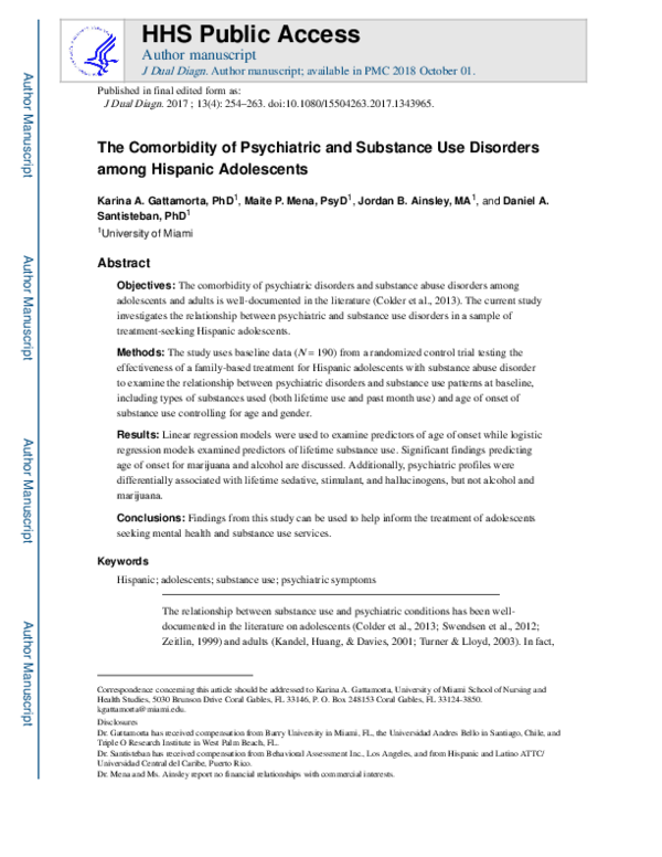(PDF) The Comorbidity of Psychiatric and Substance Use Disorders Among ...