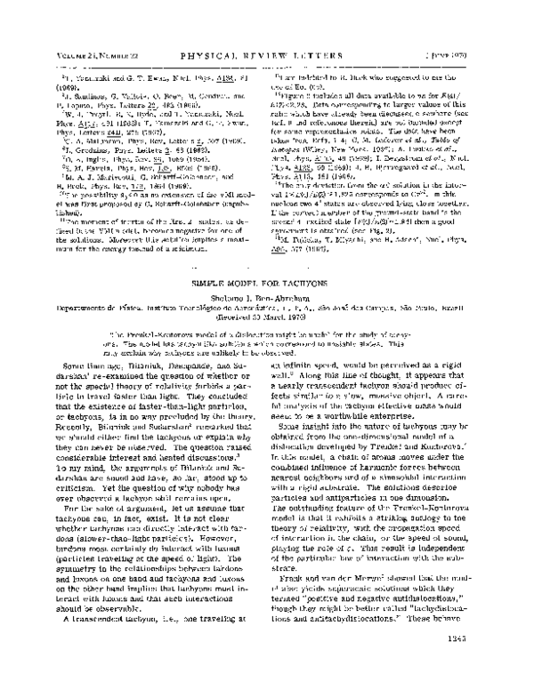 (PDF) Simple Model for Tachyons