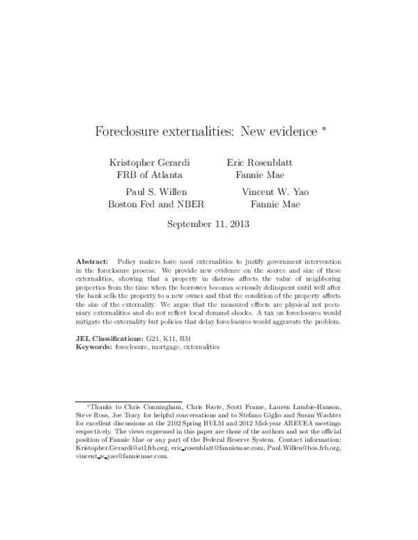 (PDF) Foreclosure externalities: New evidence