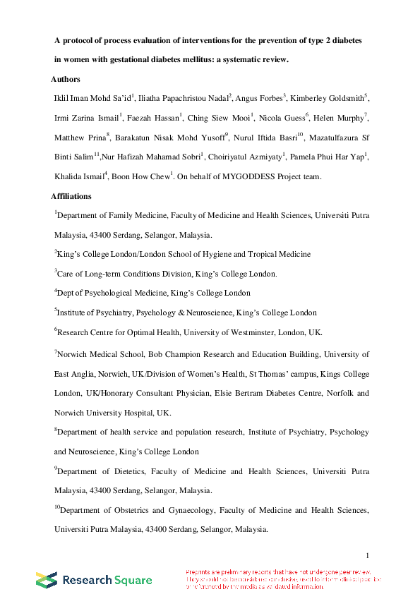 (PDF) A Protocol of Process Evaluation of Interventions for the ...