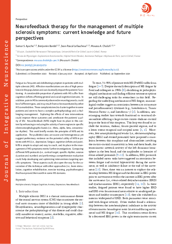 (PDF) Neurofeedback therapy for the management of multiple sclerosis ...