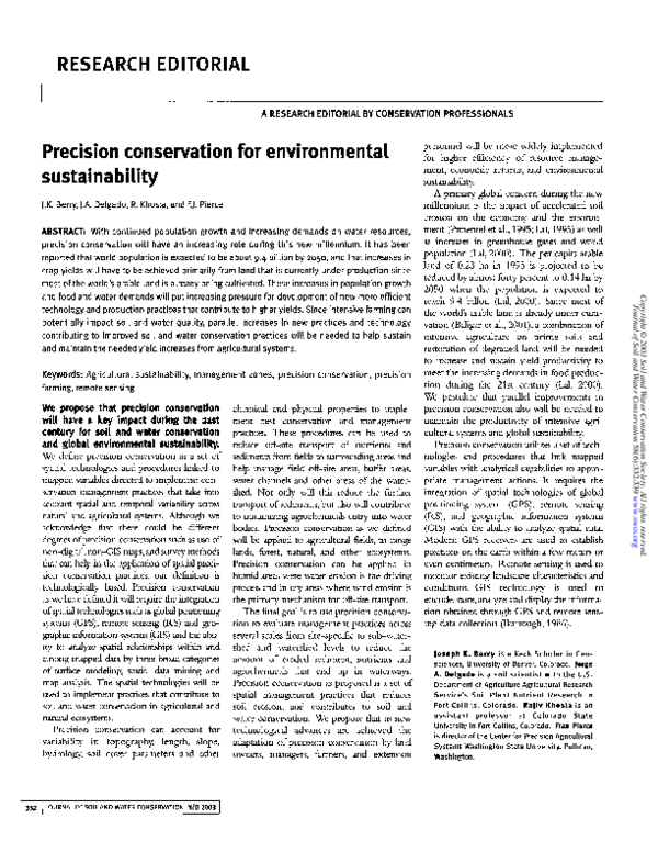 (PDF) Precision conservation for environmental sustainability