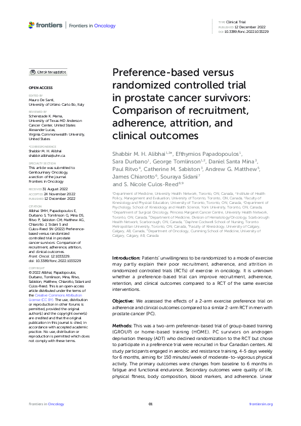 (PDF) Preference-based versus randomized controlled trial in prostate ...