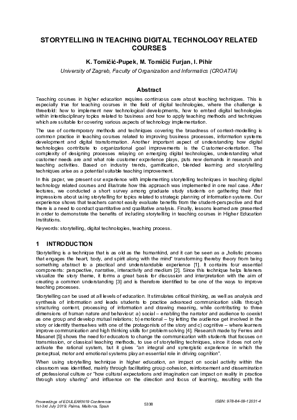 (PDF) Storytelling in Teaching Digital Technology Related Courses