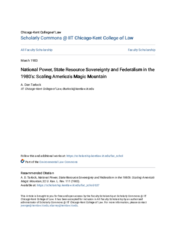 (PDF) National Power, State Resource Sovereignty and Federalism in the ...