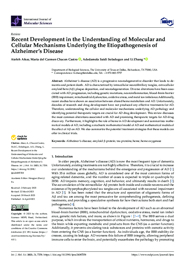 (PDF) Recent Development in the Understanding of Molecular and Cellular ...