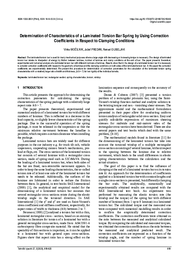 (PDF) Determination of Characteristics of a Laminated Torsion Bar ...