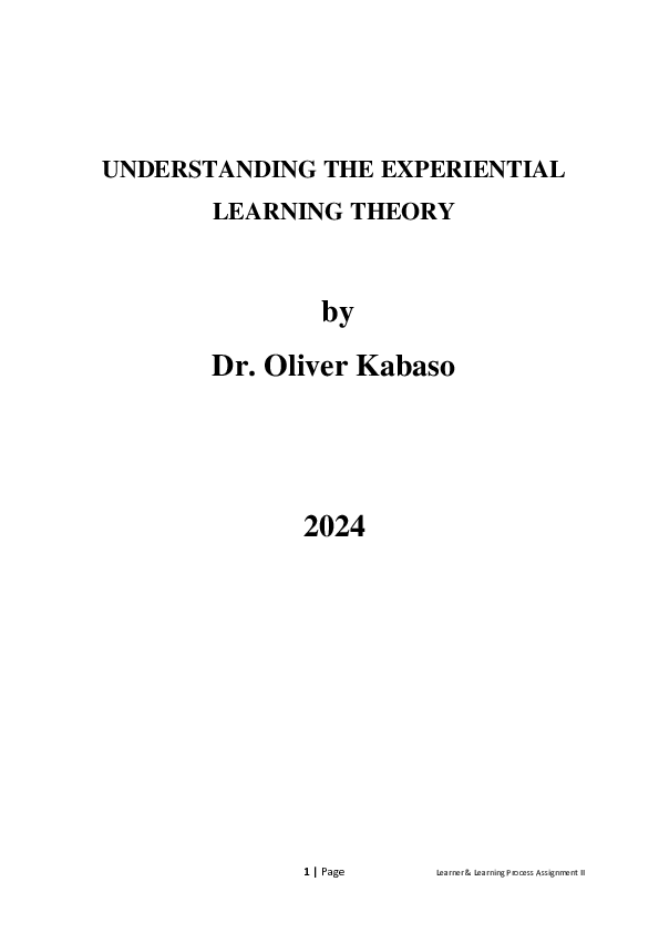 (PDF) UNDERSTANDING THE EXPERIENTIAL LEARNING THEORY
