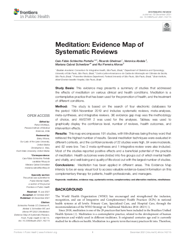 (PDF) Meditation: Evidence Map of Systematic Reviews
