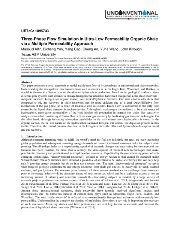 (PDF) Three-Phase Flow Simulation in Ultra-Low Permeability Organic ...