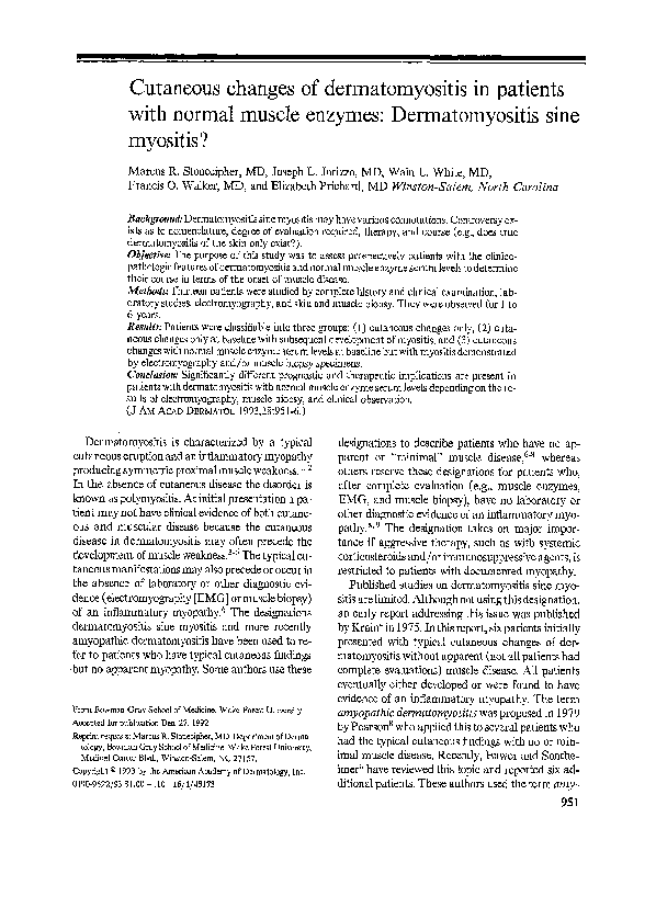 (PDF) Cutaneous changes of dermatomyositis in patients with normal ...